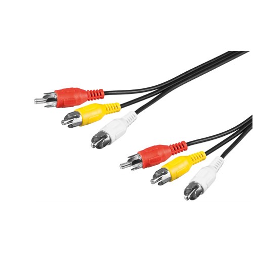 Se Composite Video kabel m/lyd (3xRCA) (Han-Han) (Gul/Sort) - 1,5 m - Goobay hos AV-ZHOP.dk