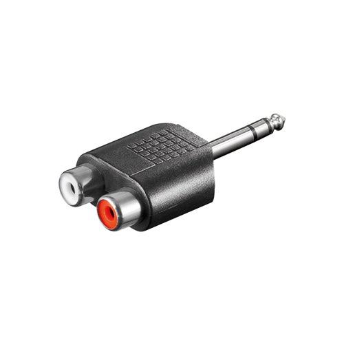 Billede af AUX jack 6.35mm til 2xRCA adapter (han/hun) (Sort) - Goobay