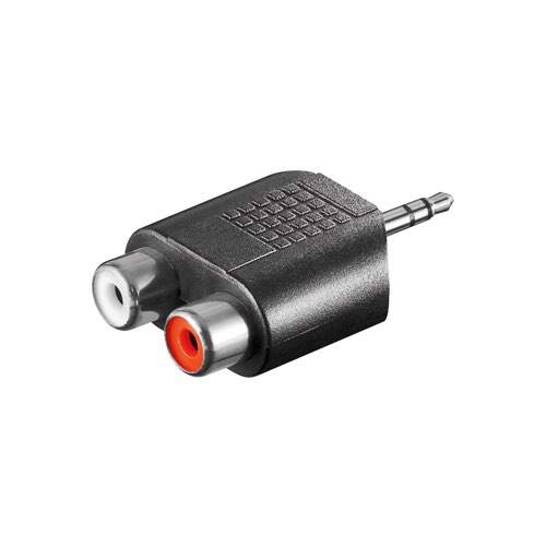 Minijack 3.5mm til 2xRCA adapter (han/hun) (Sort) - Goobay