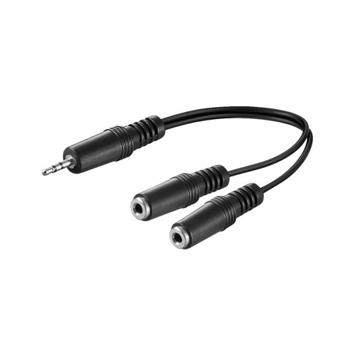 Billede af Minijack 3.5mm Y-adapter - 0,2m (hun/han) (Sort) - Goobay