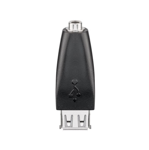 USB-A til Minijack 3.5mm/3-pin adapter (hun/hun) (Sort) - 0,1 m - Goobay