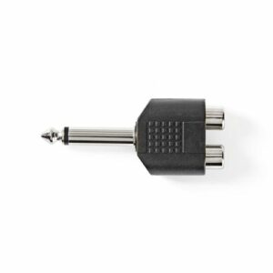 AUX jack 6,35mm til 2xRCA adapter (han/hun) - 1 stk (Sort) - Nedis