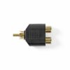 RCA/phone adapter  (Guldplateret) - 1xhan/2xhun (Sort) - Nedis