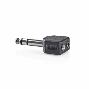 AUX jack 6.35mm til 2x3.5mm adapter (han/hun) - 1 stk (Sort) - Nedis