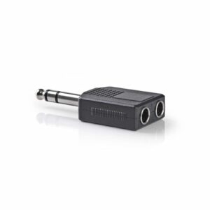 AUX jack 6.35mm til 2x6.35mm adapter (han/hun) - 1 stk (Sort) - Nedis