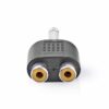 AUX jack 6,35mm til 2xRCA adapter (han/hun) - 1 stk (Sort) - Nedis - Image 2