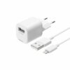 Deltaco - USB oplader sæt (Apple Lightning) (2.4A/12W) (Han-Han) (Hvid) - 1,0 m