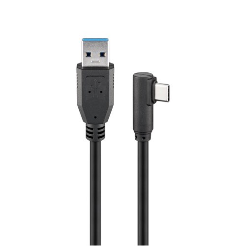 Goobay - USB 3.0 vinklet SuperSpeed kabel (USB-A USB-C) (Han-Han) (Sort) - 2,0 m