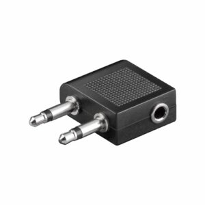 Minijack 3.5mm 2xminijack - plane/travel adapter (hun/han) (Sort) - Goobay
