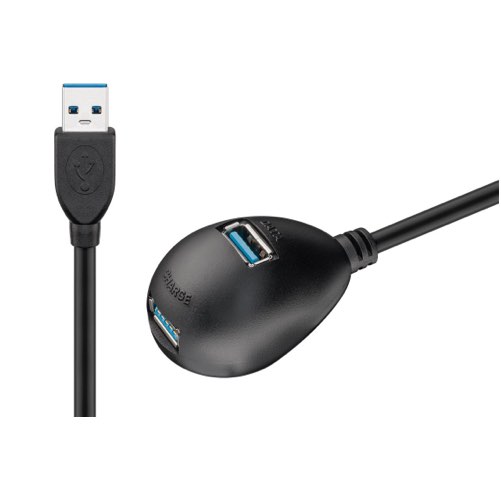 USB-A (USB-A / 2xUSB-A 3.0) (Han-Hun) (Sort) - 1,5 m - Goobay