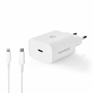 Nedis - USB-C oplader sæt (Apple Lightning) (3A/20W) (Han-Han) (Hvid) - 1,0 m
